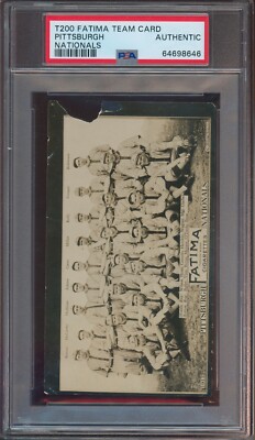 fatima cigarettes baseball card 1913 T200 Fatima Cigarettes Team Card Pittsburgh Nationals PSA Authentic