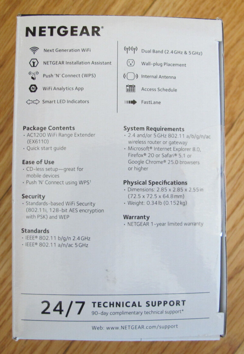 NETGEAR EX6110-100NAS AC1200 WiFi Range Extender