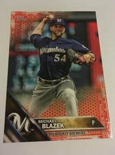 2016 Topps Jumbo 5x7 Red Parallel Michael Blazek Brewers 380 #’d 1/5 Rare