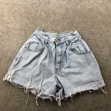 Vintage Gitano Shorts Womens 7 / 8 Light Wash Denim Jean Festival Jorts Cut Off