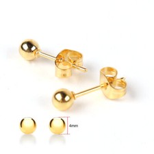 9ct Solid Gold Pair Ball Round Ear Studs Earrings Piercing Unisex 3/4/5/6/8mm