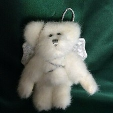 BOYDS COLLECTION- PLUSH ORNAMENT- ANGEL BEAR W/ SILVER WINGS AND NOSE