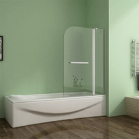 1000x1400mm 180° Pivot Bath Shower Screen 5mm Tempered Safety Glass Over Bath