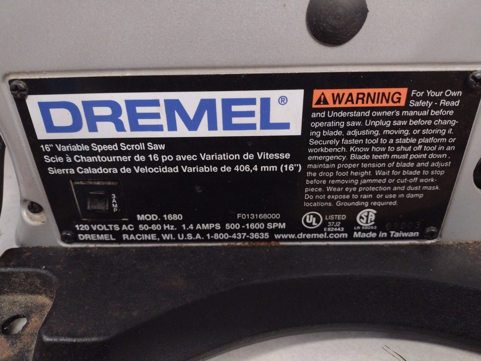 Dremel Variable Speed Scroll Jig Table Saw Reciprocating Model 1680 eBay