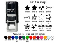 Teacher School Class Recognition Stars 1/2" Self-Inking Rubber Stamp Ink Stamper