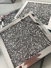 SET OF 4 MIRRORED JEWEL COASTERS LOOSE DIAMANTE CUP HOLDER PLACE MATS TABLE MAT