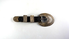 Vintage Navajo Indian ster Silver Handstamped Ranger Set - Buckle, Tip, 2 Loops