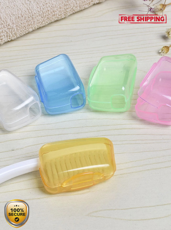 5pcs Portable Toothbrush Head Covers - Random Color Travel Caps - NEW