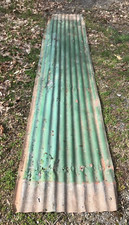 ONE VTG 10 ft Corrugated Roof Panel Tin Old Green Metal PICK UP ONLY 631-24B