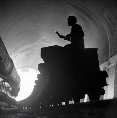 Construction of tunnel Mont Blanc in France in March, 1962 Old Photo 14