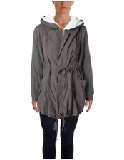 Lush Clothing Womens Olive Hooded Anorak Sherpa Jacket Outerwear Retails $95 Nwt