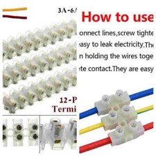 3/6/10/15/30A 12 Position Dual Row Terminal Strip Screw Terminal Barrier Block