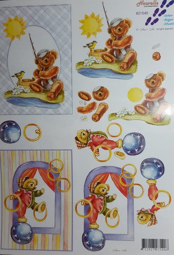 A4 3D Paper Tole Teddy Bear Heart Fishing Valentine Juggling Honey Garden Paint - Bild 13 von 14