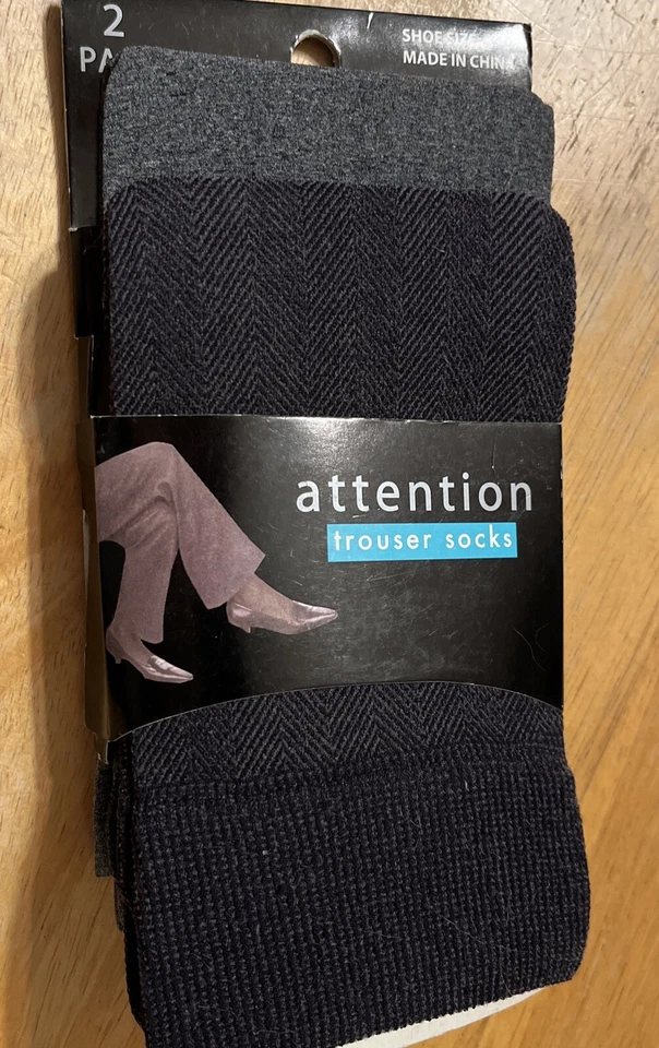 ¡NUEVO! ATENCIÓN MUJER PANTALÓN CALCETINES 2pk TALLA 9-11 Chevron & Gris Sólido #132 Foto 3 de 4