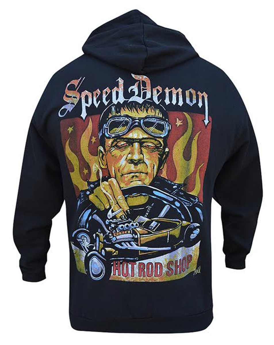 Lowbrow Art Men's Rockabilly Speed Demon Frankenstein Hot Rod