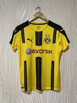BORUSSIA DORTMUND 2016 2017 HOME FOOTBALL SHIRT SOCCER JERSEY PUMA WOMEN sz M