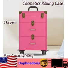 Makeup Train Case Lockable Rolling Makeup Cases Cosmetic Trolley Makeup Storage
