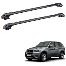 For BMW X5  2000 2013 Black Aluminium Roof Racks Cross Bars Lockable