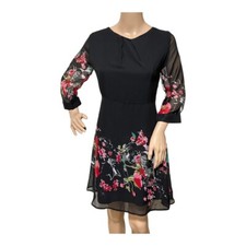 ASOS Yumi Womens Floral Dress M 6-8 Black Semi-Sheer Lined Cocktail Party NEW