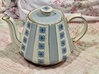 REDUCED 60% Vintage Sadler Teapot Blue Stripe GOLD Trim MID CENTURY MODERN Retro