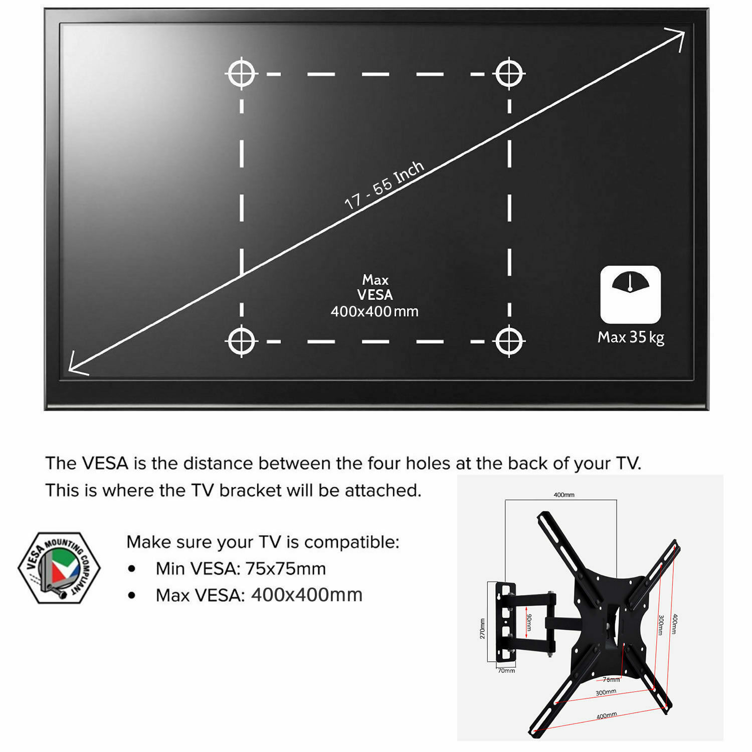 TV Wall Mount Bracket for LG 43UM7000PLA 43" Smart 4K Ultra HD HDR LED TV UKED eBay