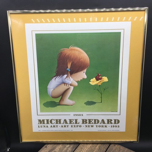 Art INSEX by Michael Bedard lithograph Luna Art Expo 1983 15” X 14” brass frame - Picture 1 of 13