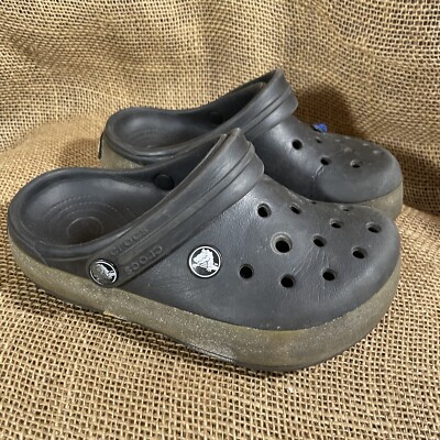 Crocs Kids Crocband Clog Slip On Casual Shoe Size J 1 Black W Worn Glitter
