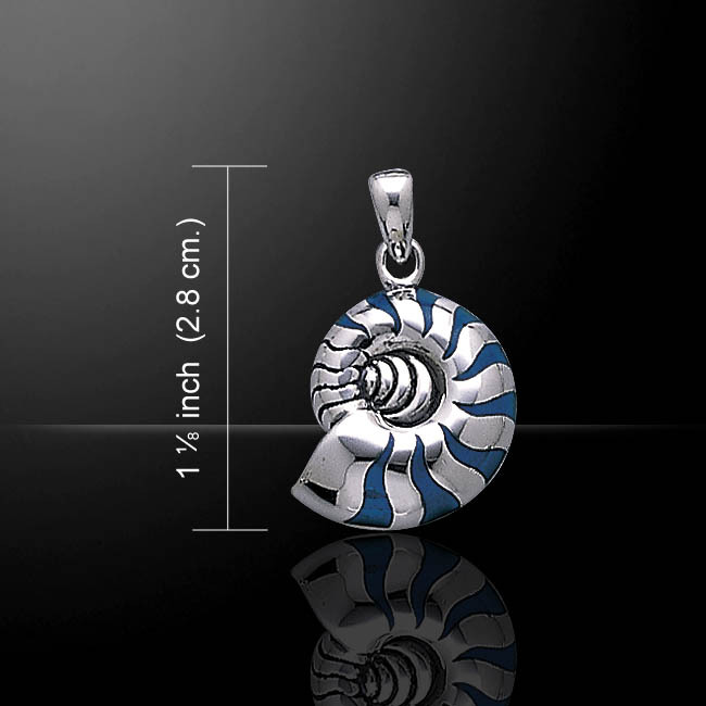 Pendentif Nautile En Argent Sterling 925 - Coquillage Simulé Bleu - Neuf Avec étiquettes - Thaïlande