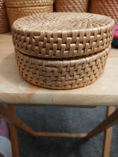RATTAN 3" TALL X 5" DEEP X 5" LONG ROUND WOVEN BASKET