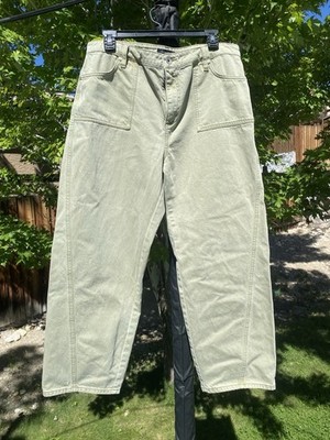 Sanctuary Mens Green Light Washed Denim Pants Size 32 Straight Leg Baggy Fit