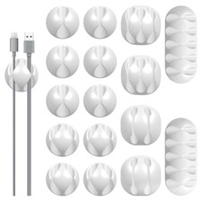 16 Pack White Cable Management Cord Clips Adjustable Adhesive Multi-Slot