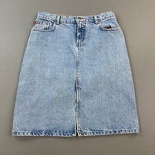 Vintage Polo Jeans Ralp Lauren Skirt Womens 4 Blue Denim Knee Midi RL USA Flag