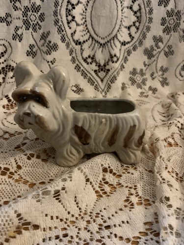 Vtg Ceramic Westie/Scottie TerrierDog Planter 5" x4" Napcoware Japan?