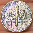 1999-P Roosevelt Dime Beautiful Brilliant Rainbow Toned Coin w/Error  #11