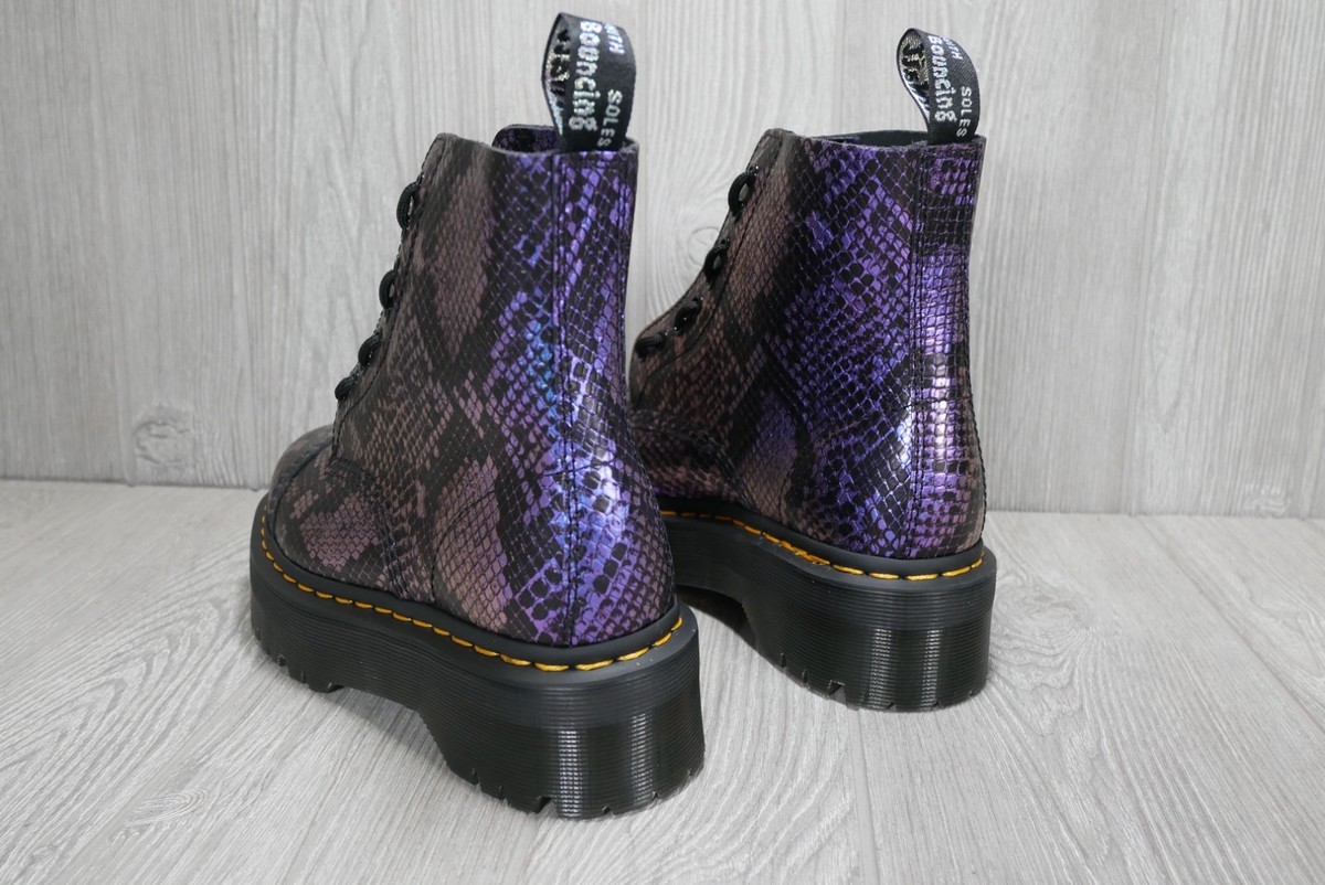 New Dr. Martens Sinclair Boots Womens US 7 Purple Snake Platform