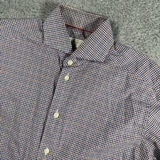 Eton Slim Fit Dress Shirt Mens 15 38 Multicolor Micro Plaid Button Spread Collar