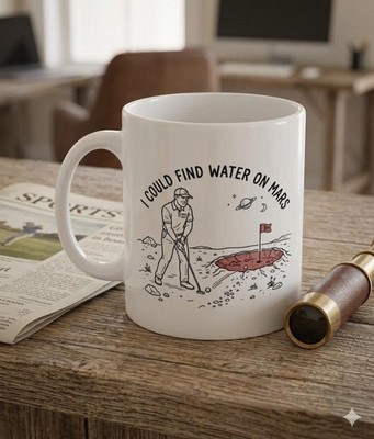 Funny Golf Mug, Sarcastic Golfer Gift, Water Hazard Coffee Cup, Mars Space