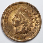1908 Indian Head Penny Cent Brilliant Uncirculated RB - Cleaned