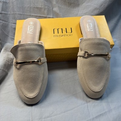 MUSSHOE Women Mules Comfortable Pointed Toe Mules Women Flats W/Buckle Sz 9(BB3)