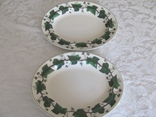 Wedgwood Napoleon Ivy-Green Trim-England- 12 5/8" Oval Platters -Set of 2