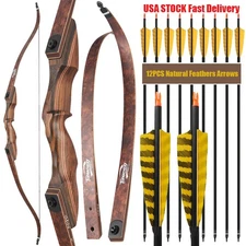 Hunting 60" Wood&Bamboo Takedown Recurve Bow RH 25-60LBS Archery Bow Arrow Shoot