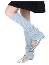 Womens Rib Knitted Leg Warmers 80s Knee Length Winter Long Boot Socks