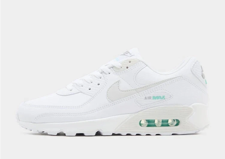 Nike Air Max 90 in White and Grey with Light Blue Accent All Sizes Limited Stock