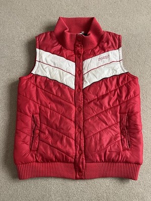ROXY Womens Padded Gilet Body Warmer Size UK 4 Red Colourblock Polyester