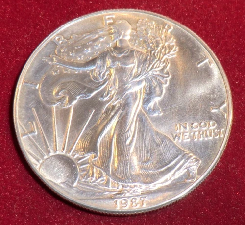 MÜNZE Bullion USA American Silver Eagle 1987 999 FINE SILBER 1 Oz 31,5g 40,6mm 1