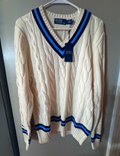 Polo Ralph Lauren Mens Cable-Knit V-Neck Cott...