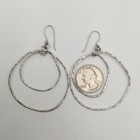 8.3g Vtg Sterling Silver 3” Abstract Textured Circles Hook Dangle Earrings #97 — photo 3