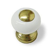 3/4" White Ceramic Brass Knob