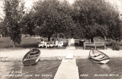 Fireside Inn on Grand Lake, Alpena MI Michigan RPPC Photo Postcard COPY