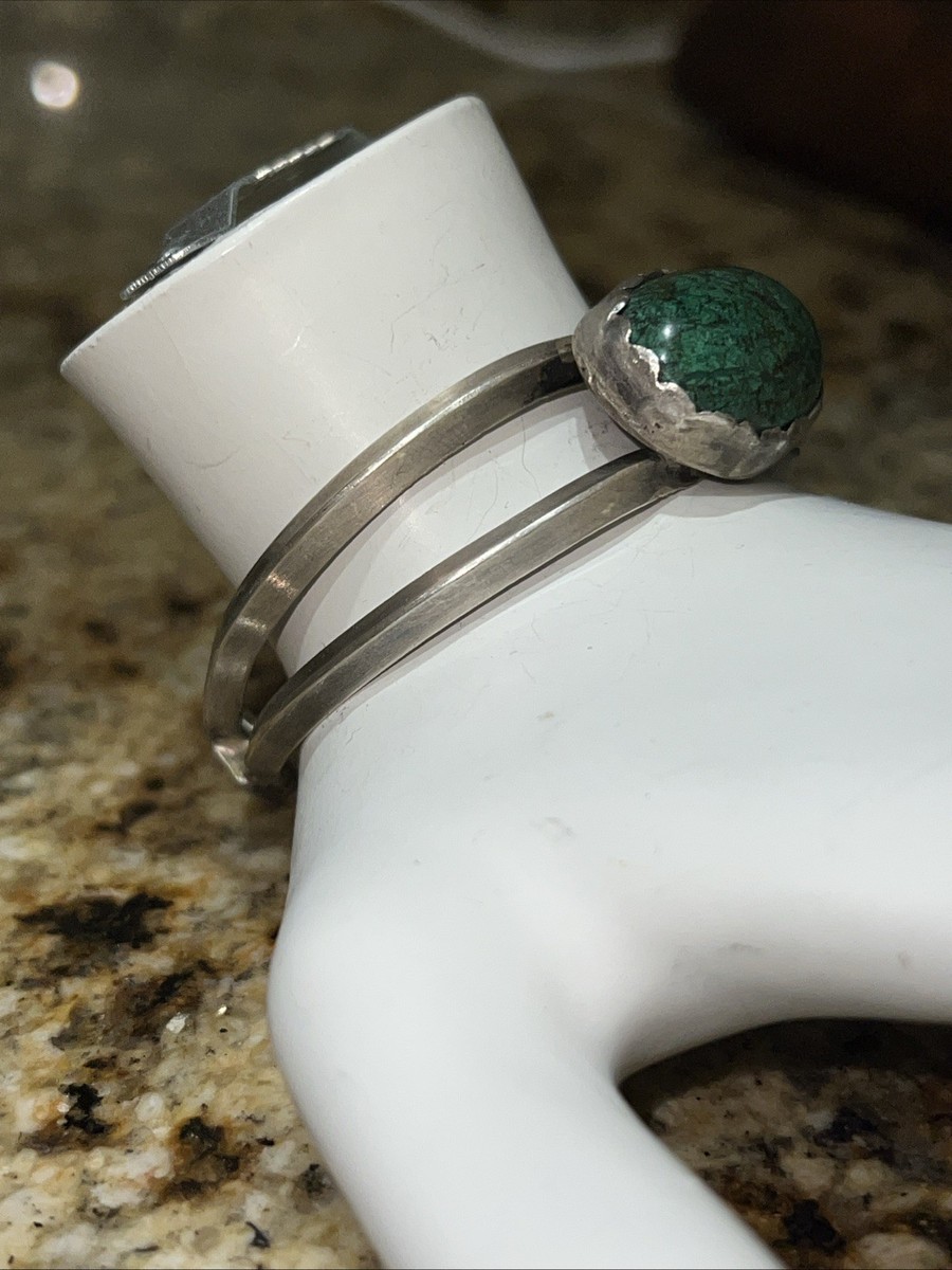 Old Pawn Navajo 925 Sterling Silver Southwestern Chrysocolla Cuff Bracelet J L U View 6